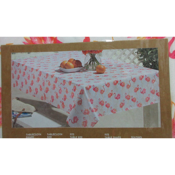 Cynthia Rowley Tablecloth Easy Care Pink Flamingo Indoor/Outdoor 60"x120" - Picture 2 of 6